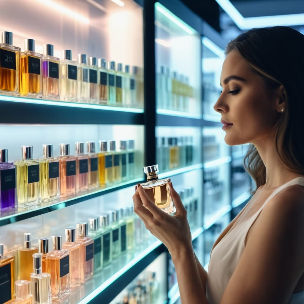 Жінка обирає парфуми в магазині